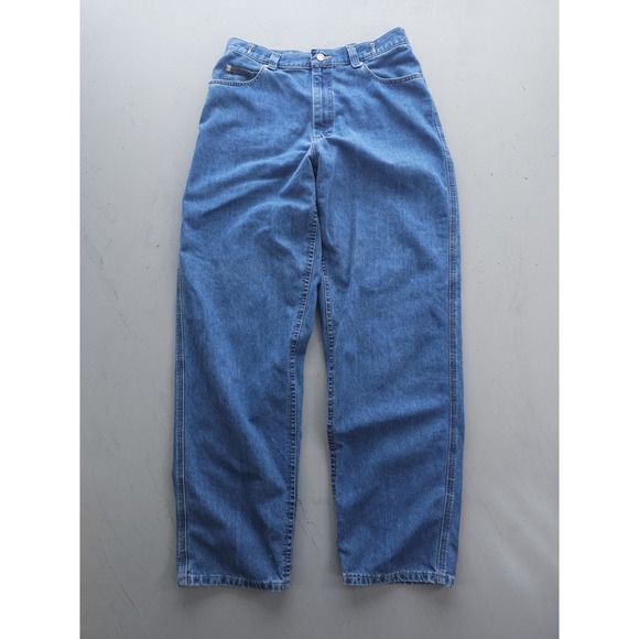 Vintage 2000s Y2K Riveted By Lee Blue Buckleback Baggy Skater Jeans Size 14 L - Picture 2 of 10